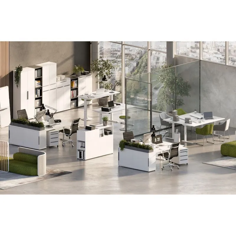 Reguleeritava kõrgusega kirjutuslaud Mailand-Jet 120x80 valge/hõbehall