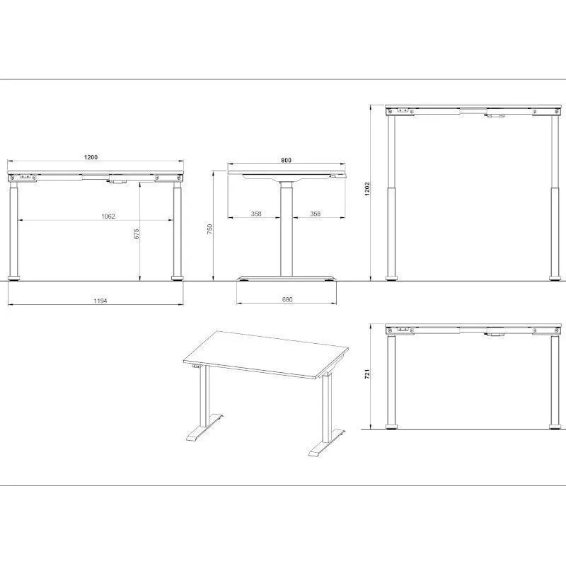 Reguleeritava kõrgusega kirjutuslaud Mailand-Jet 120x80 valge/hõbehall
