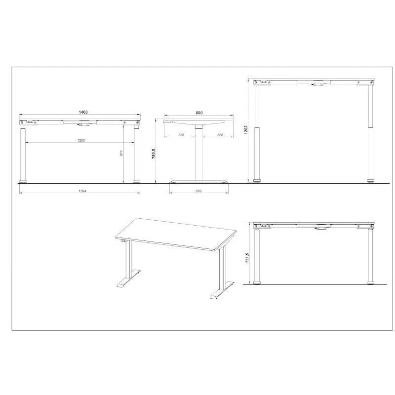 Reguleeritava kõrgusega kirjutuslaud Mailand-Jet 140x80 kašmiir/hõbehall