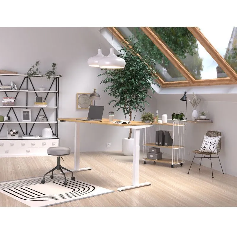 Reguleeritava kõrgusega kirjutuslaud Mailand-Jet 160x80 navarra tamm/valge