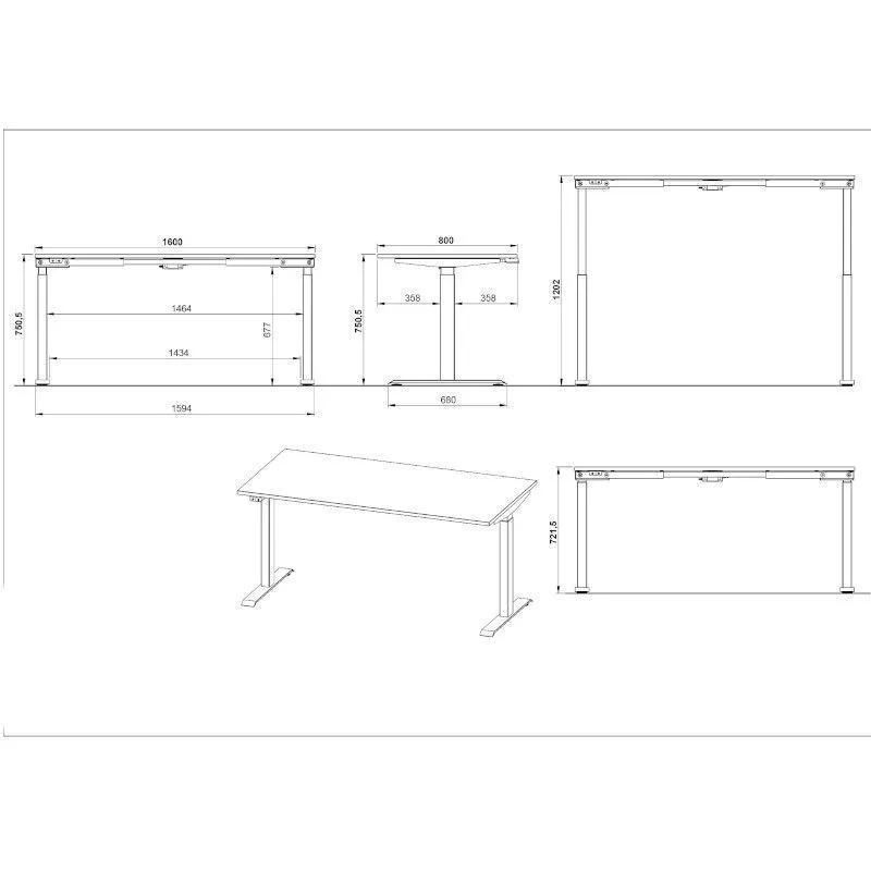 Reguleeritava kõrgusega kirjutuslaud Mailand-Jet 160x80 kašmiir/must