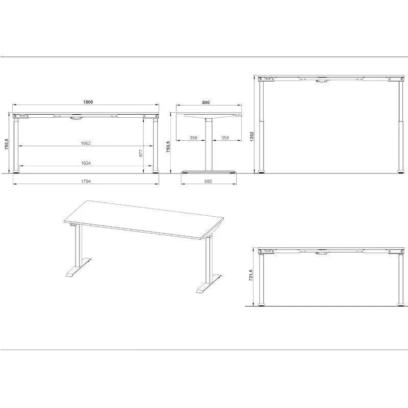 Reguleeritava kõrgusega kirjutuslaud Mailand-Jet 180x80 kašmiir/hõbehall