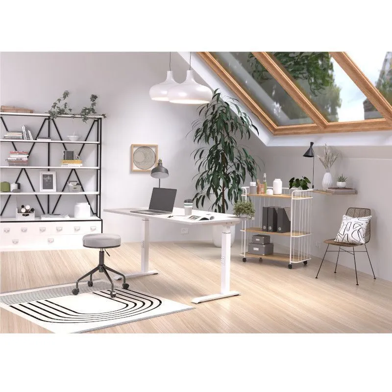 Reguleeritava kõrgusega kirjutuslaud Mailand-D 140x80 helehall/valge