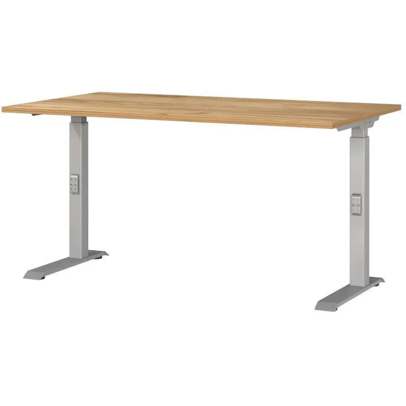 Reguleeritava kõrgusega kirjutuslaud Mailand-D 140x80 navarra tamm/hõbehall