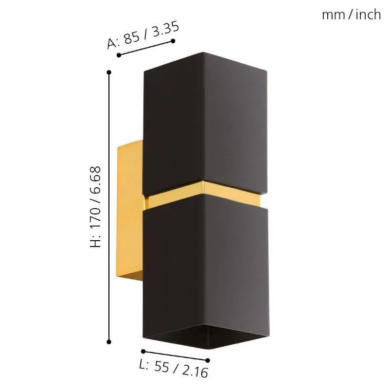 Seinalamp Eglo Passa must/kuldne