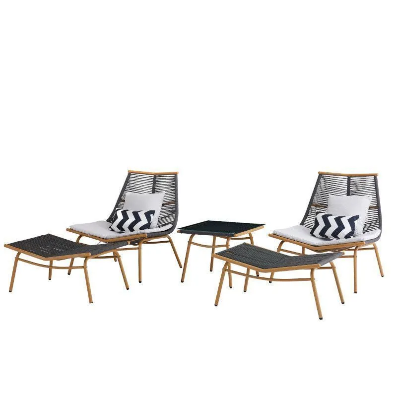 Aiamööbel Elegant laud+2 tooli+2 järi must/pruun