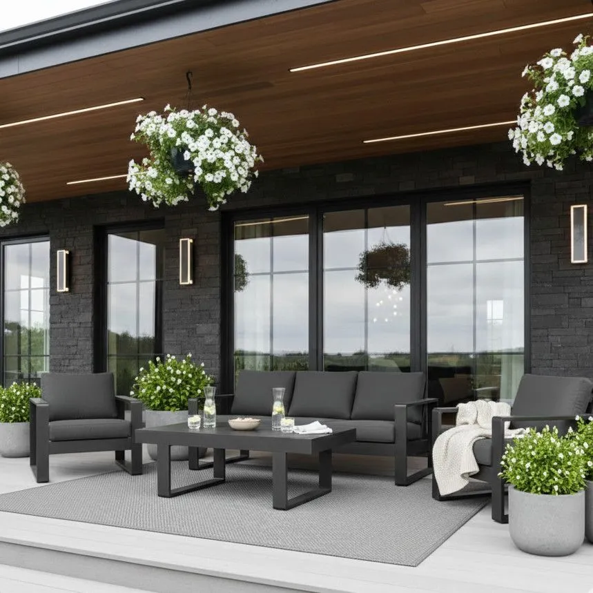 Aiamööbli komplekt Alicante 2tooli+diivan+laud tumehall