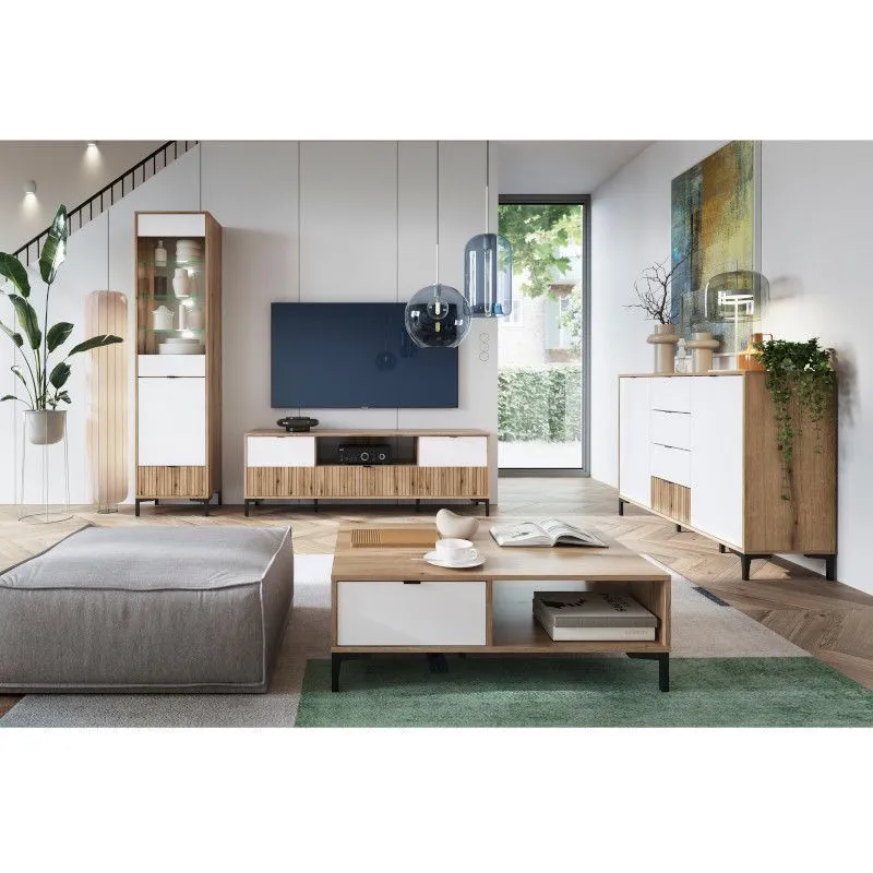 Tv-alus Ricko 2u valge/tamm