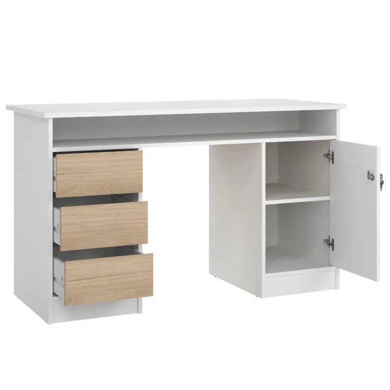 Kirjutuslaud Function 3s1u valge/hickory