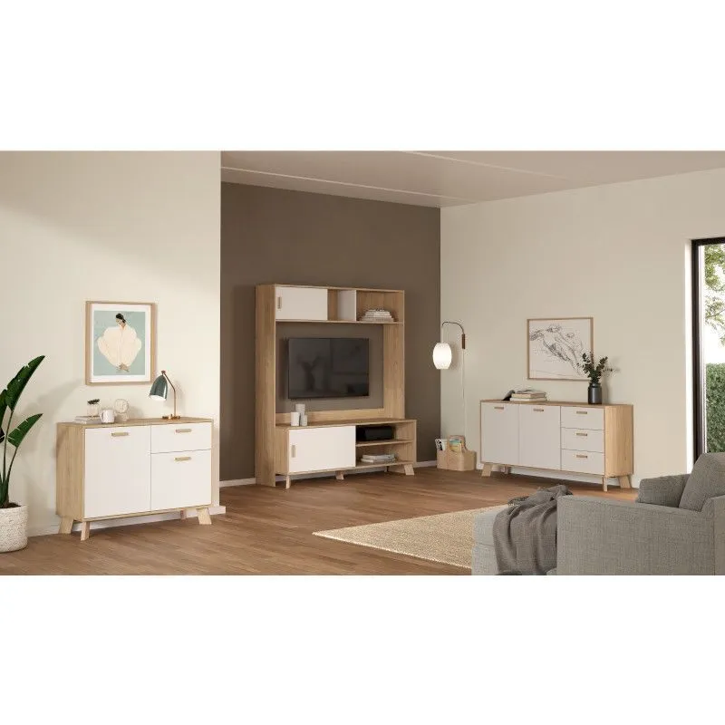 Tv-alus Ikast 2lu hickory/valge