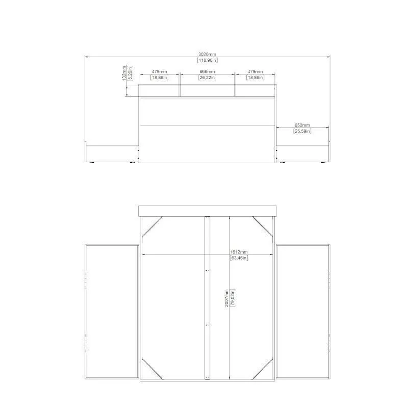 Voodi Ikast 160x200 hickory/valge