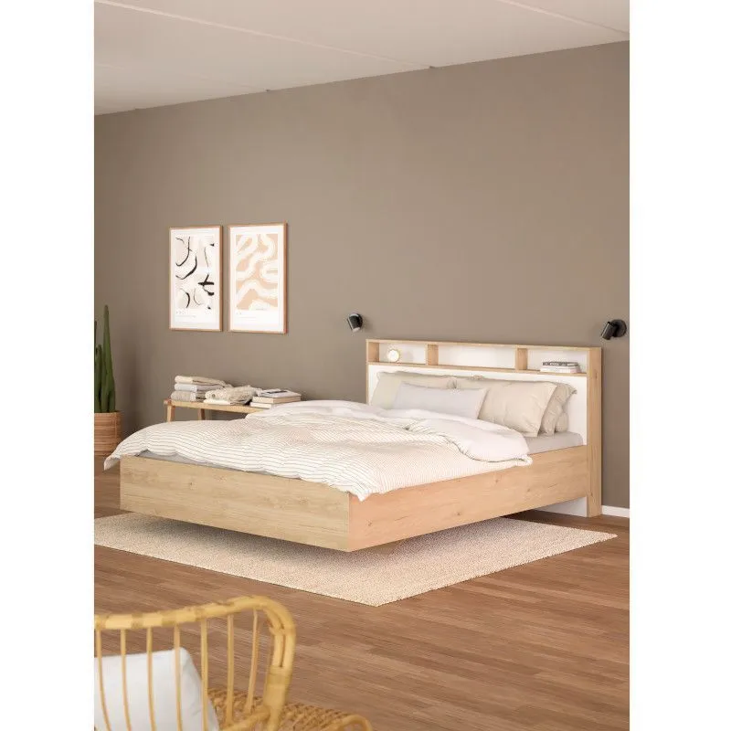 Voodi Ikast 160x200 hickory/valge