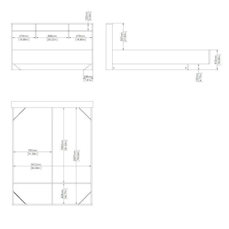 Voodi Ikast 160x200 hickory/valge