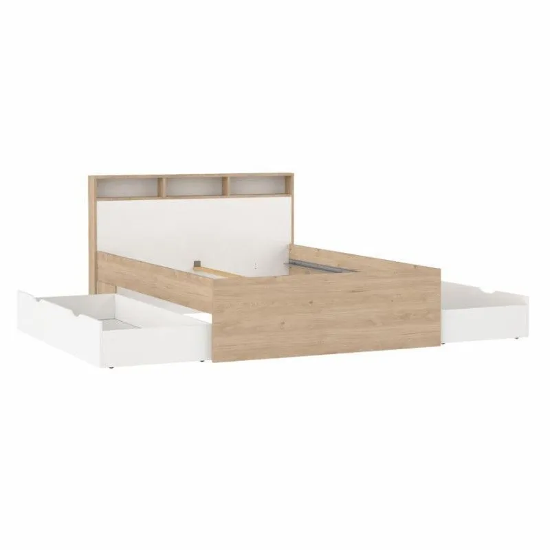 Voodi Ikast 140x200 hickory/valge