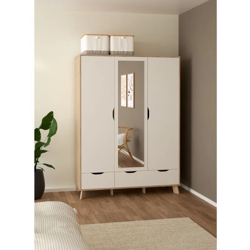Riidekapp Ikast 3u2s hickory/valge