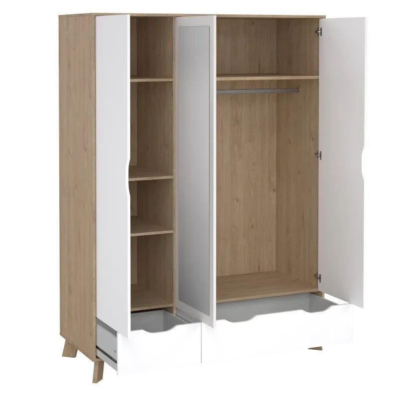 Riidekapp Ikast 3u2s hickory/valge