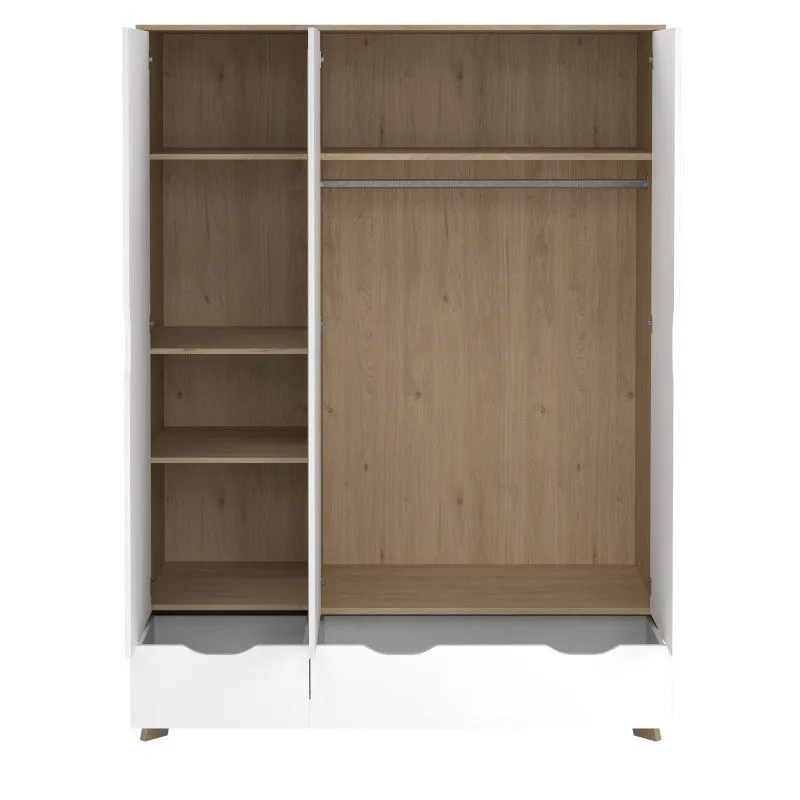 Riidekapp Ikast 3u2s hickory/valge