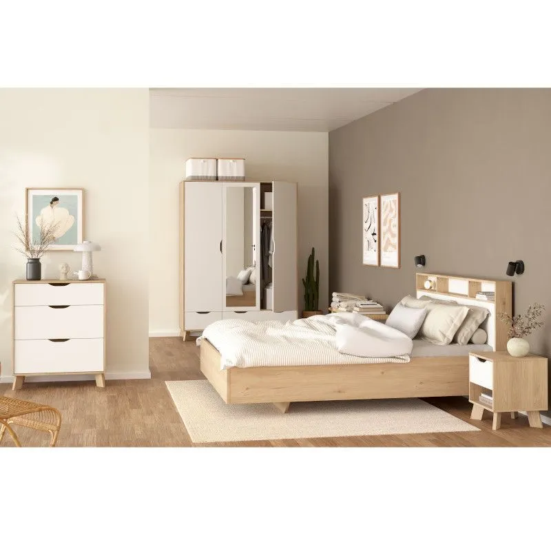 Riidekapp Ikast 3u2s hickory/valge