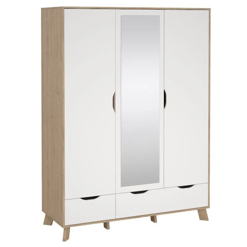 Riidekapp Ikast 3u2s hickory/valge