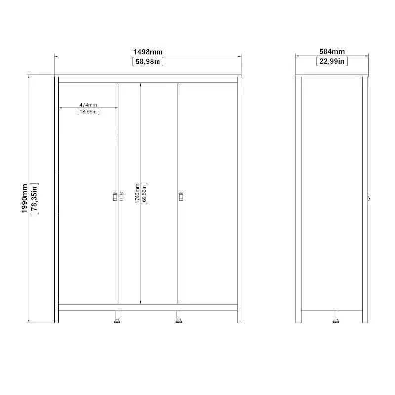 Riidekapp Madrid 3u hickory