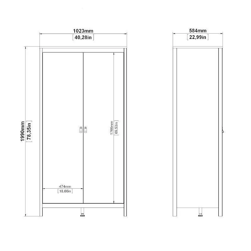 Riidekapp Madrid 2u hickory