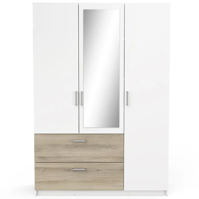 Riidekapp peegliga Ready2 3u2s kronbergi tamm/valge