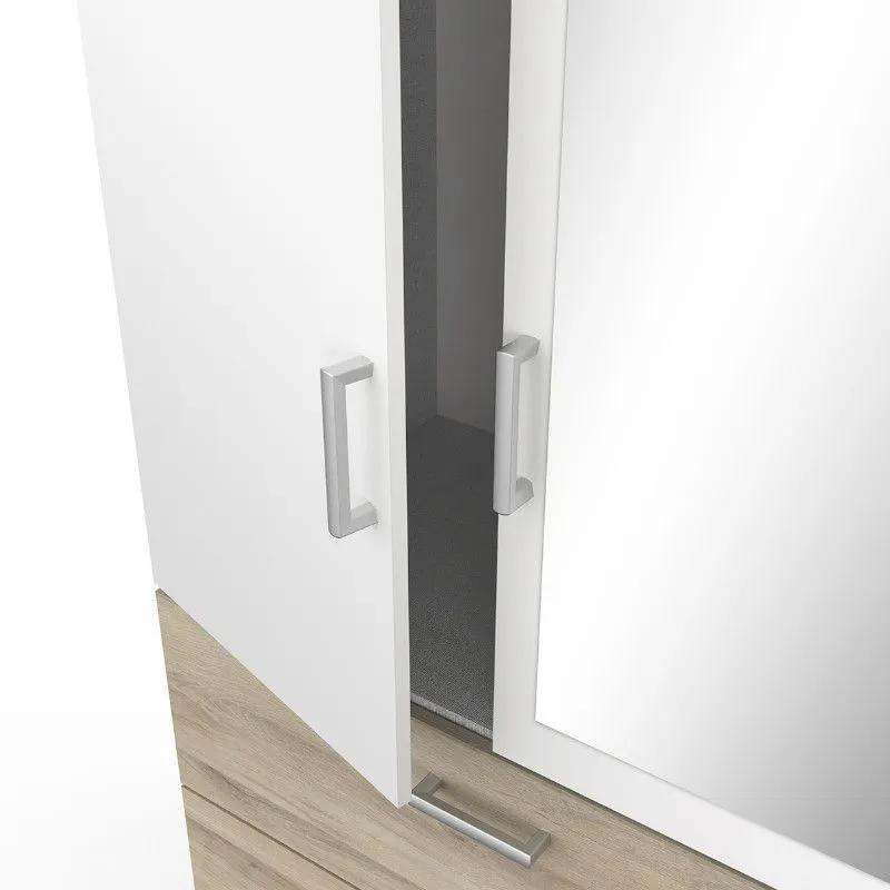 Riidekapp peegliga Ready2 3u2s kronbergi tamm/valge