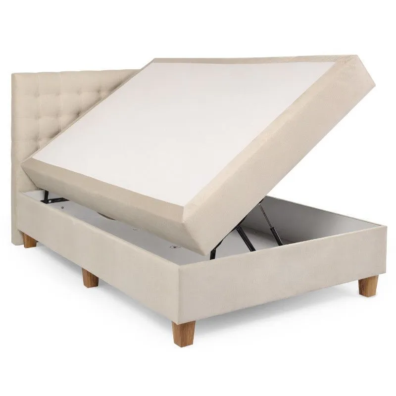 Pesukastiga kontinentaalvoodi Marika pocket 120x200 helebeež