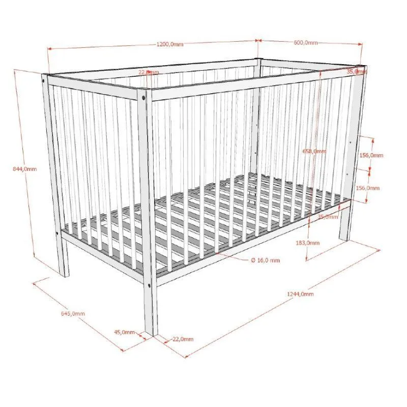 Beebivoodi Dino 60x120 valge