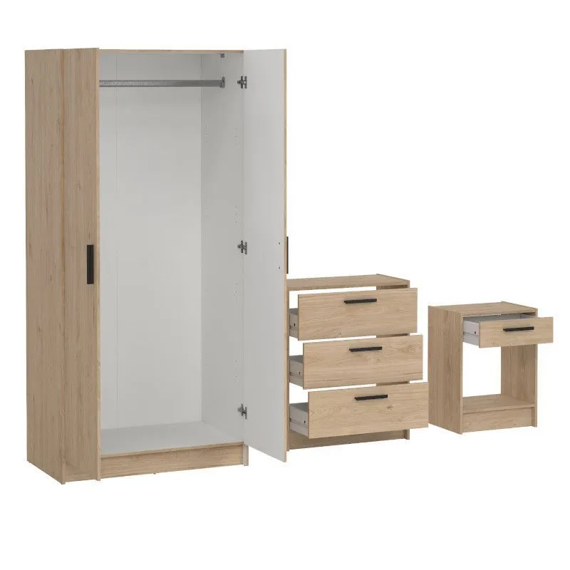 Komplekt riidekapp+öökapp+kummut Escape hickory