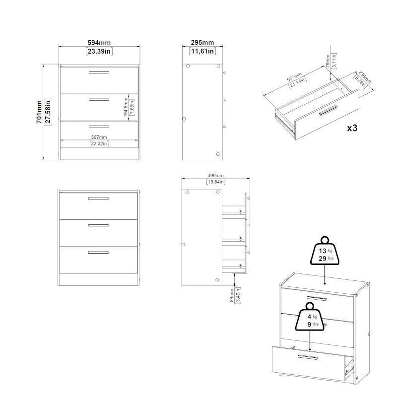 Komplekt riidekapp+öökapp+kummut Escape hickory