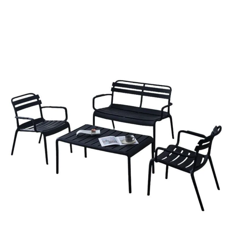 Aiamööbli komplekt Costa 2 tooli+laud+diivan must