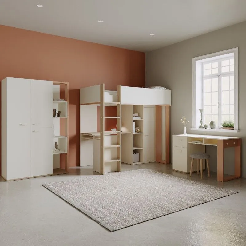 Kõrge voodi Camillia 90x200 terrakota/beež