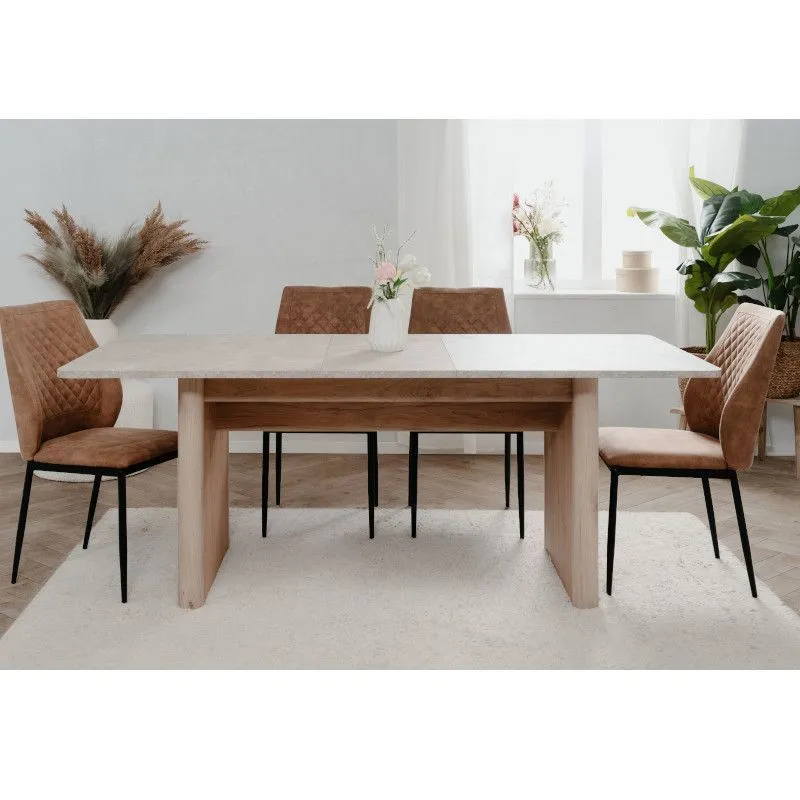 Pikendatav söögilaud Saila 90x160/200 hickory tamm/liivakivi