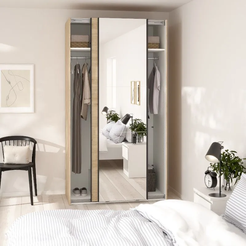 Lükandustega riidekapp Como 2lu+peegel hickory tamm