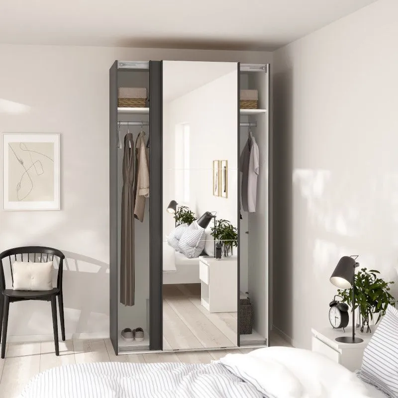 Lükandustega riidekapp Como 2lu+peegel tumehall