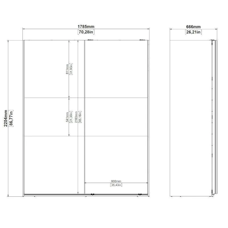 Lükandustega riidekapp Como 2lu must