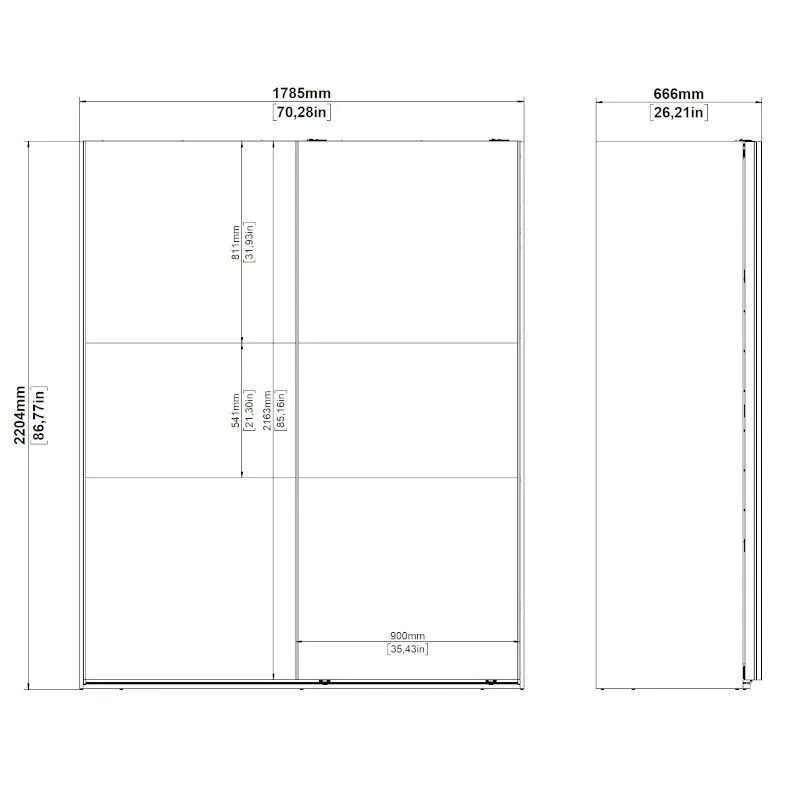 Lükandustega riidekapp Como 2lu hickory tamm