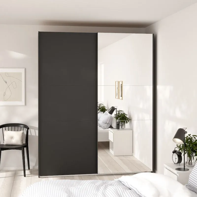 Lükandustega riidekapp Como 2lu+peegel must