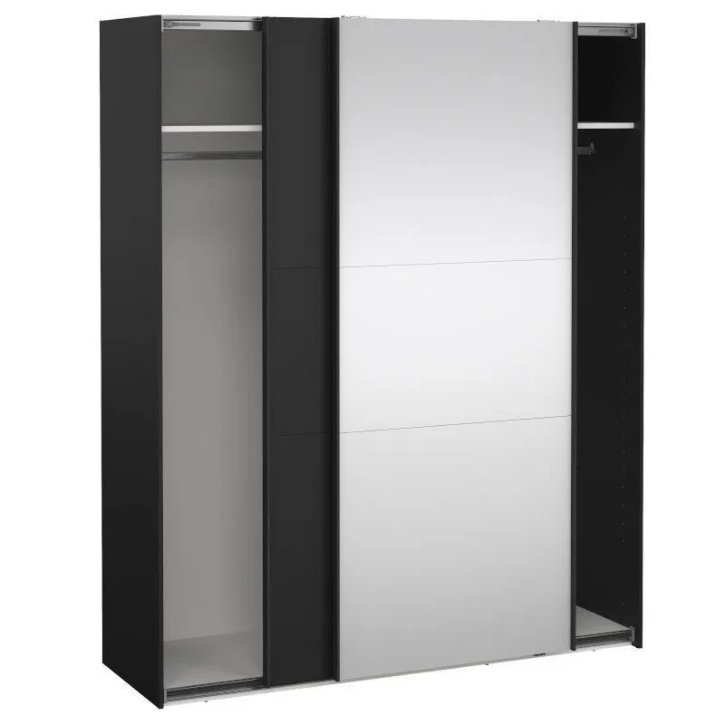 Lükandustega riidekapp Como 2lu+peegel must