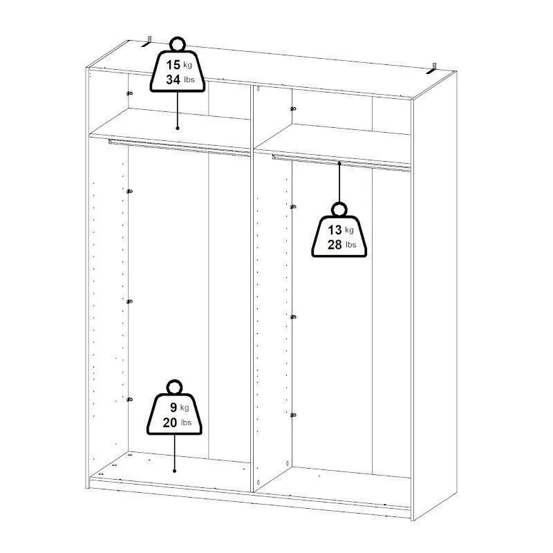 Lükandustega riidekapp Como 2lu+peegel must