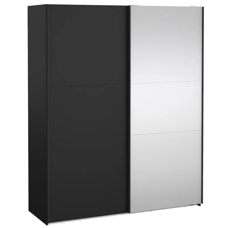 Lükandustega riidekapp Como 2lu+peegel must