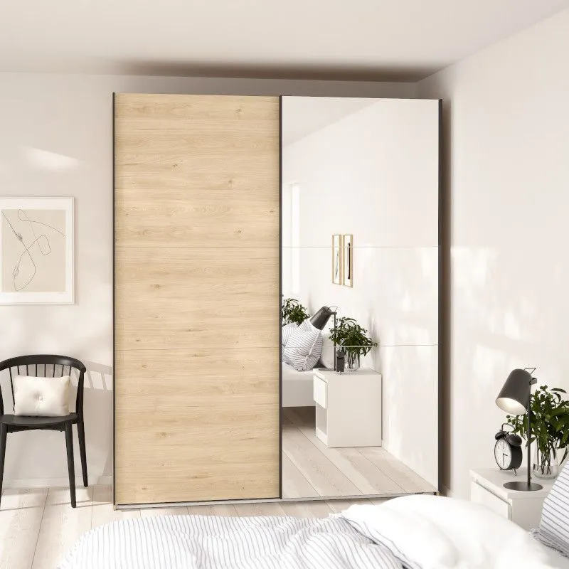 Lükandustega riidekapp Como 2lu+peegel hickory tamm