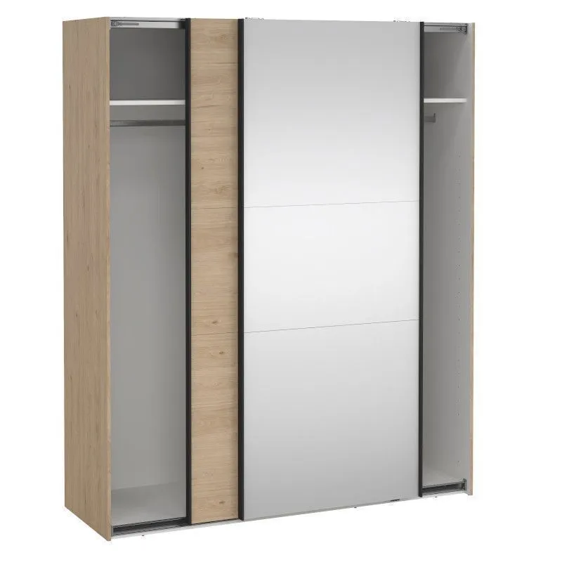 Lükandustega riidekapp Como 2lu+peegel hickory tamm