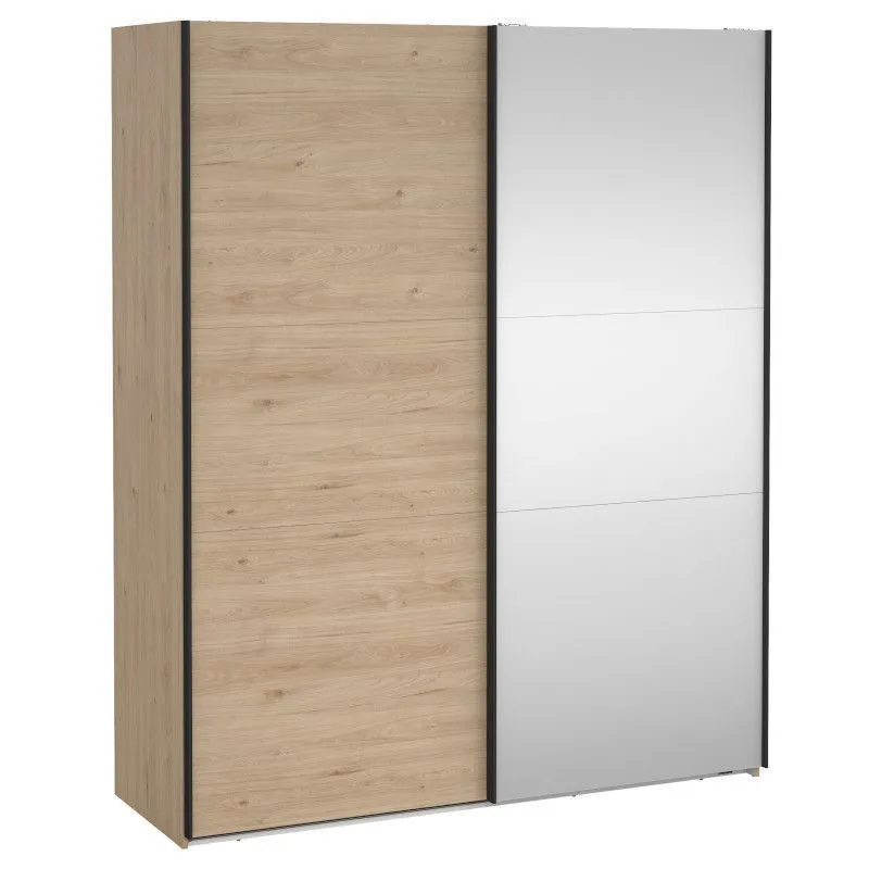 Lükandustega riidekapp Como 2lu+peegel hickory tamm