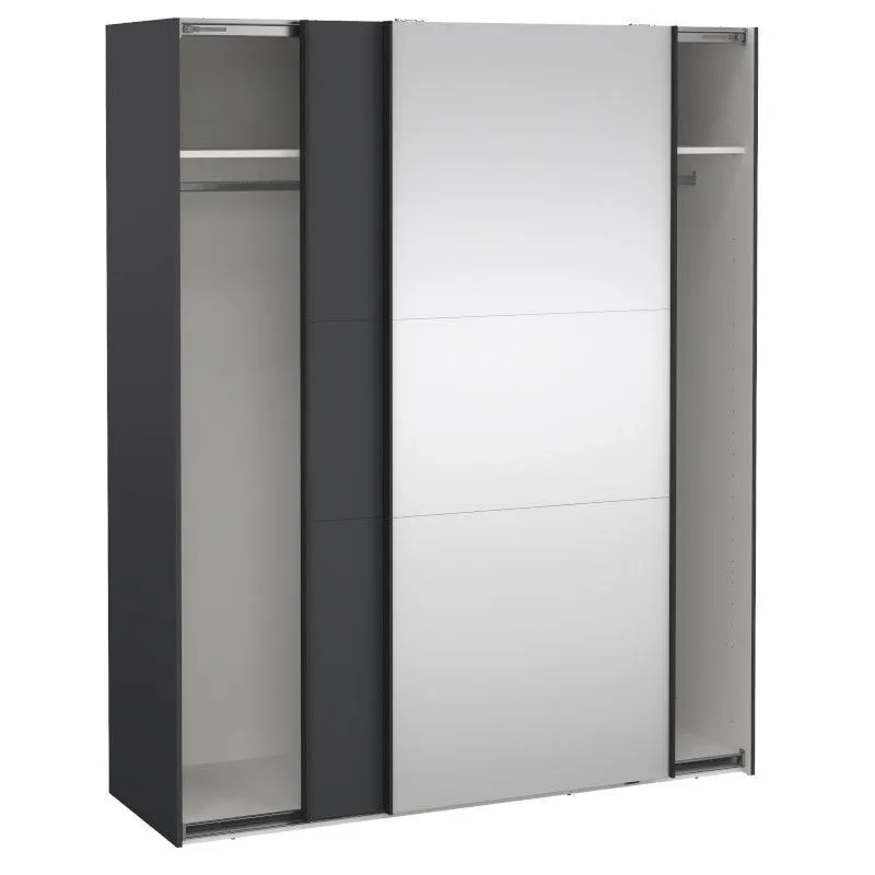 Lükandustega riidekapp Como 2lu+peegel tumehall