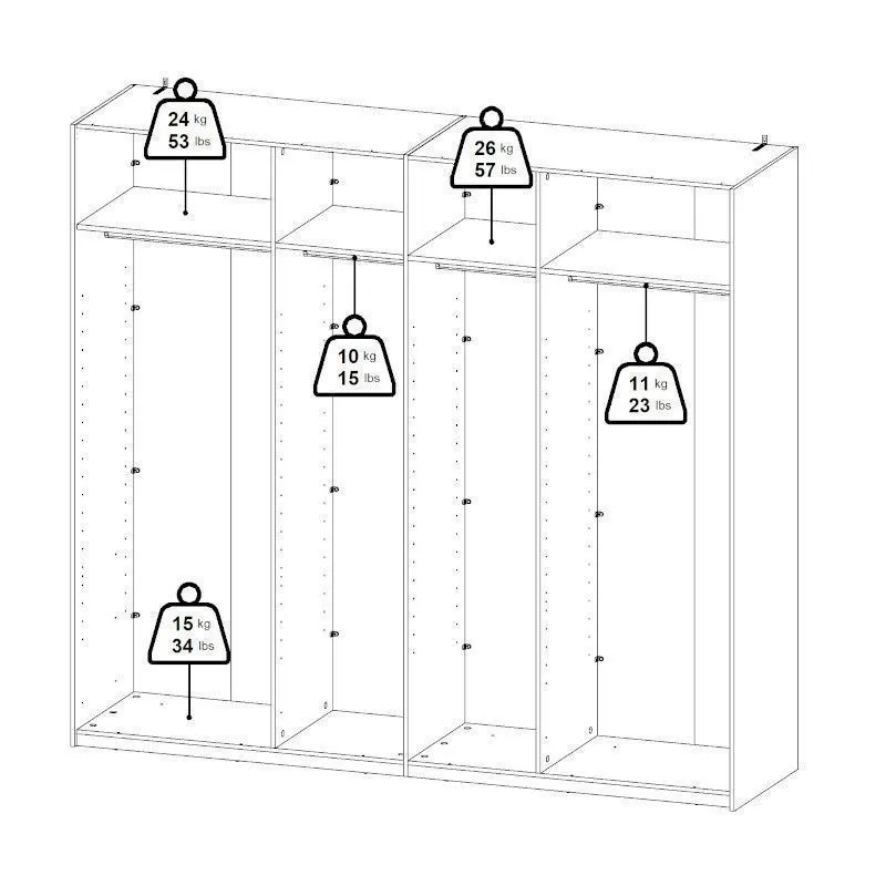 Lükandustega riidekapp Como 2lu must