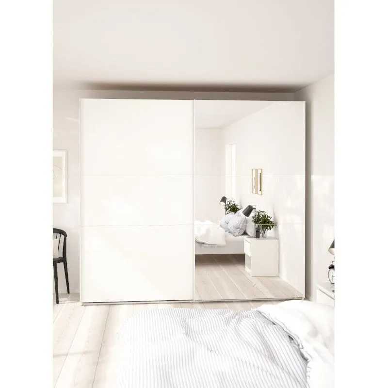 Lükandustega riidekapp Como 2lu+peegel valge