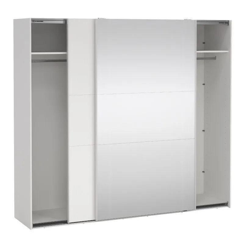 Lükandustega riidekapp Como 2lu+peegel valge