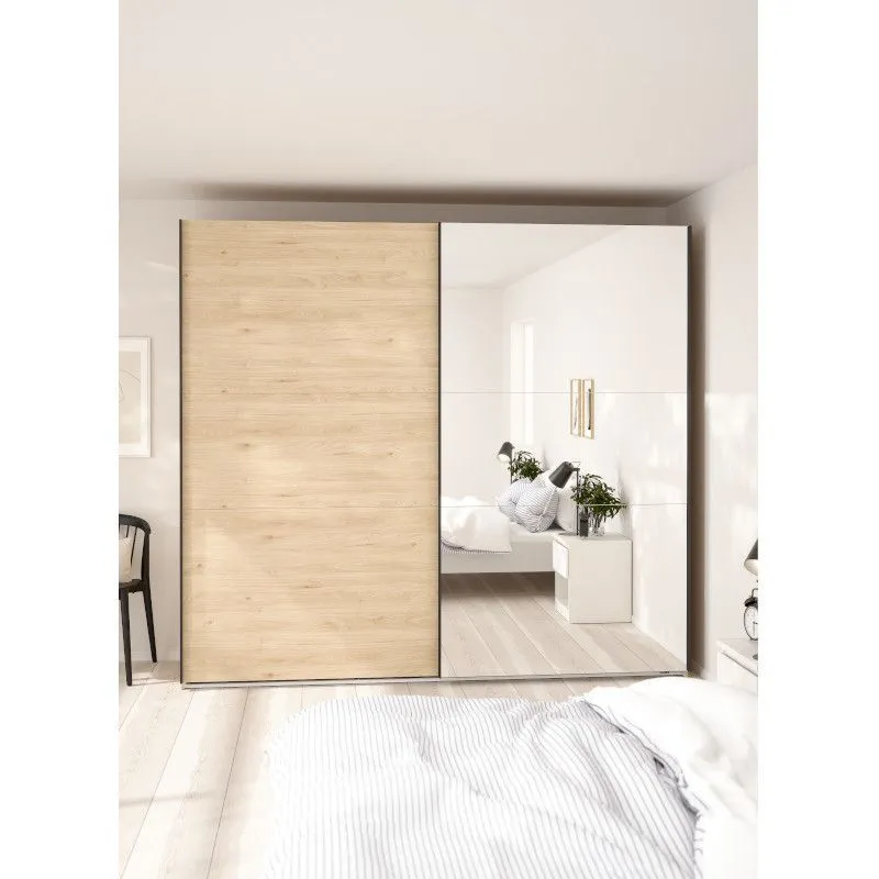 Lükandustega riidekapp Como 2lu+peegel hickory tamm